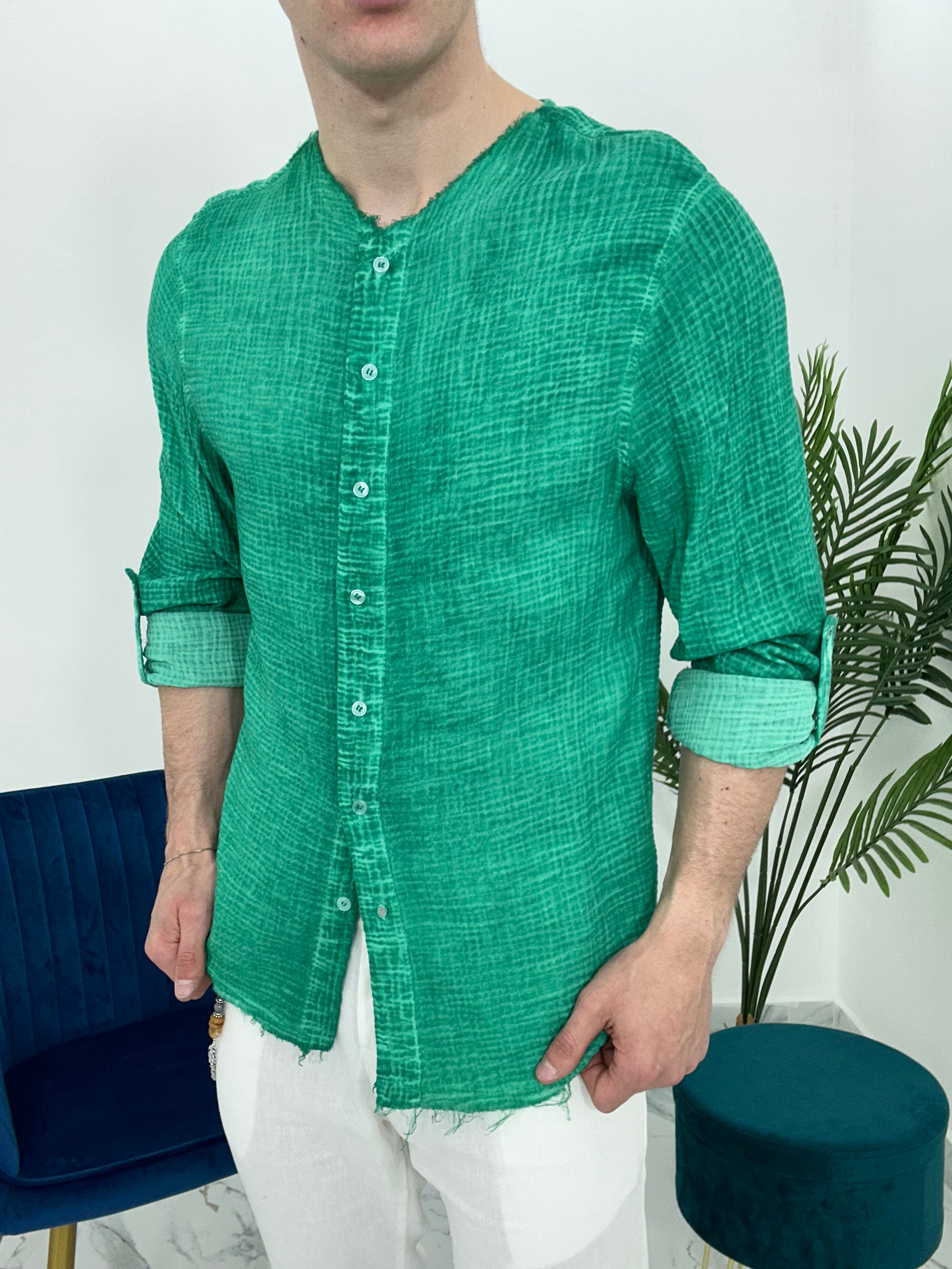 CAMICIA SFRANGIATA col.VERDE