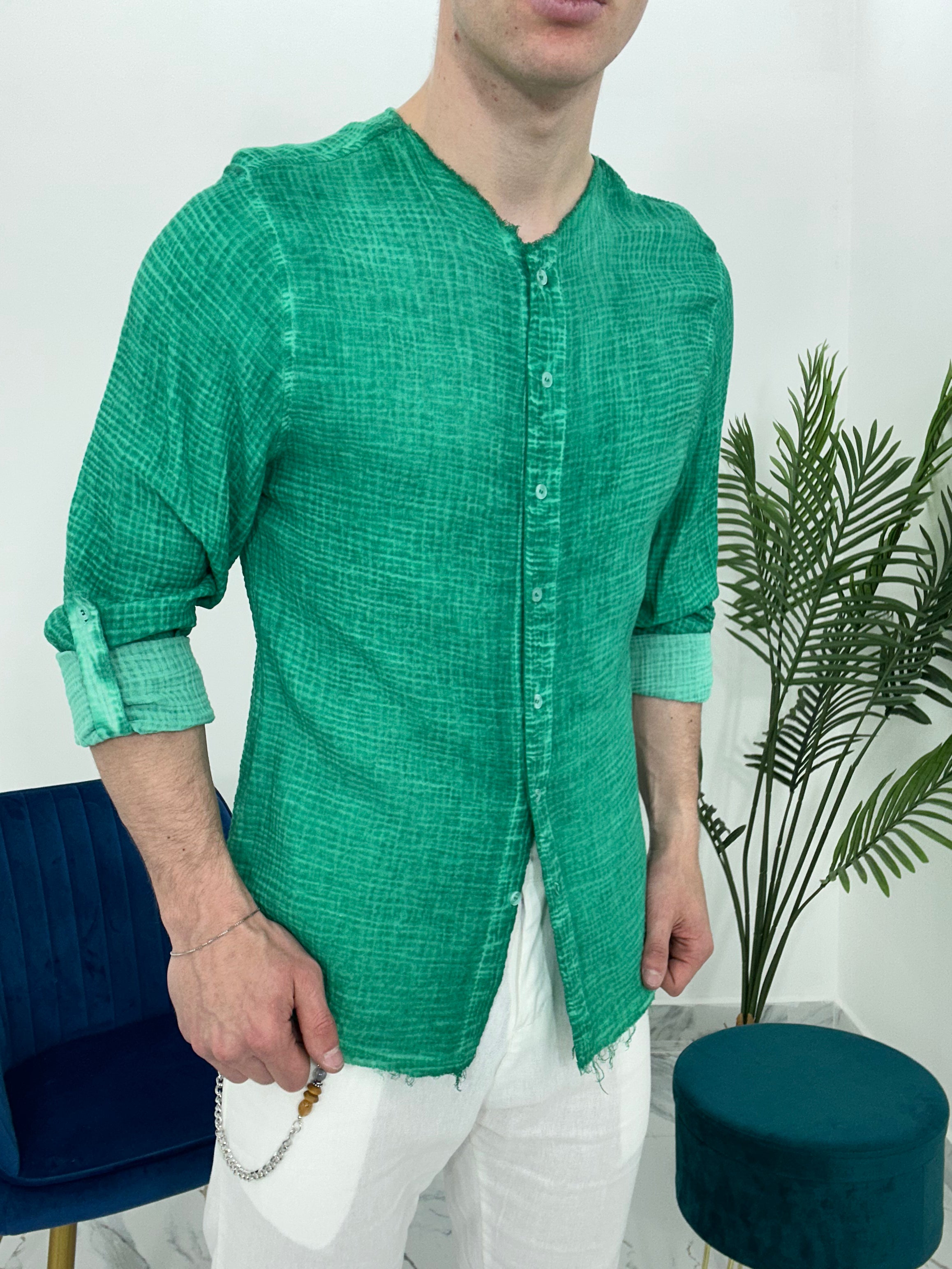 CAMICIA SFRANGIATA col.VERDE