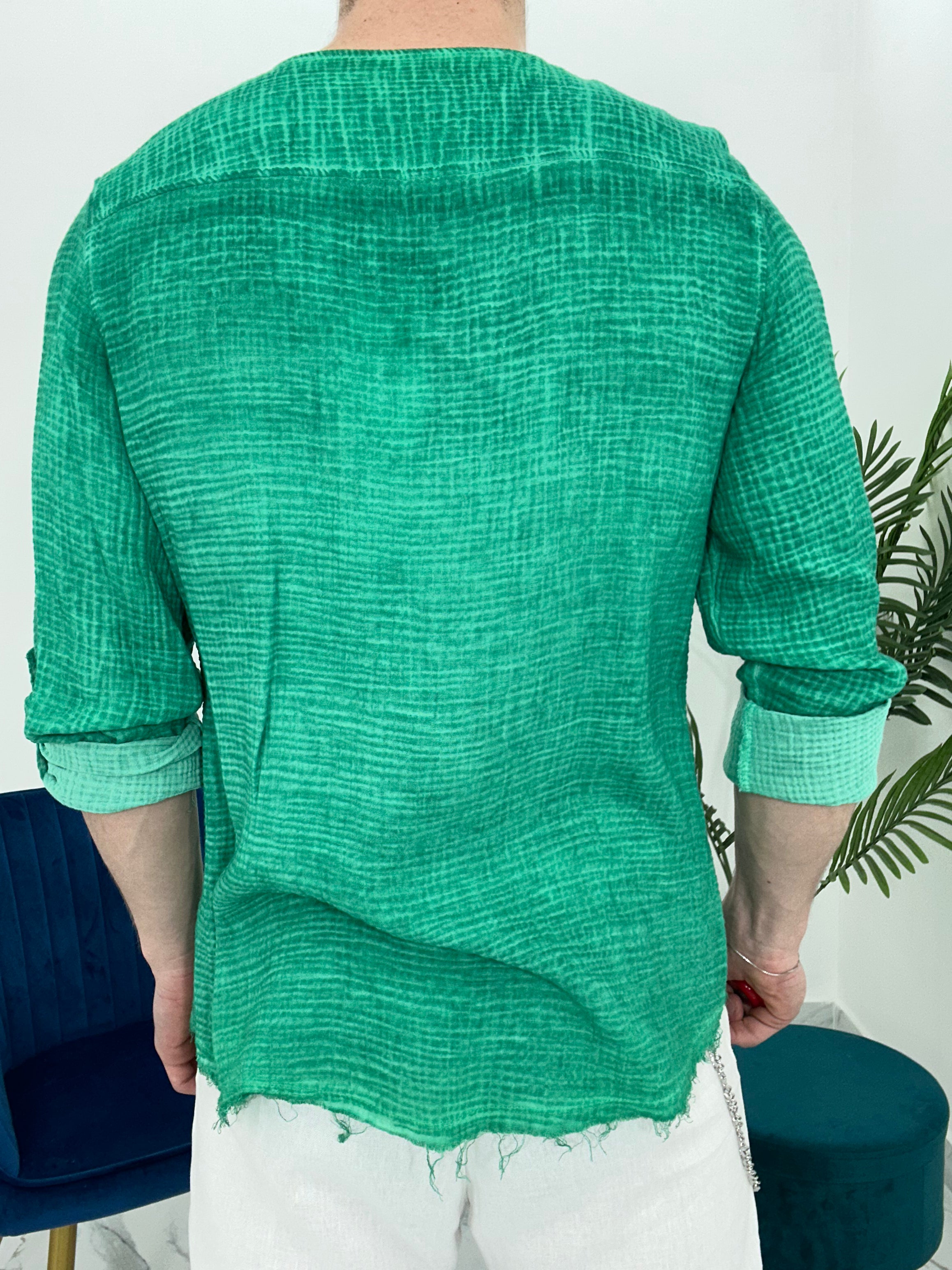 CAMICIA SFRANGIATA col.VERDE