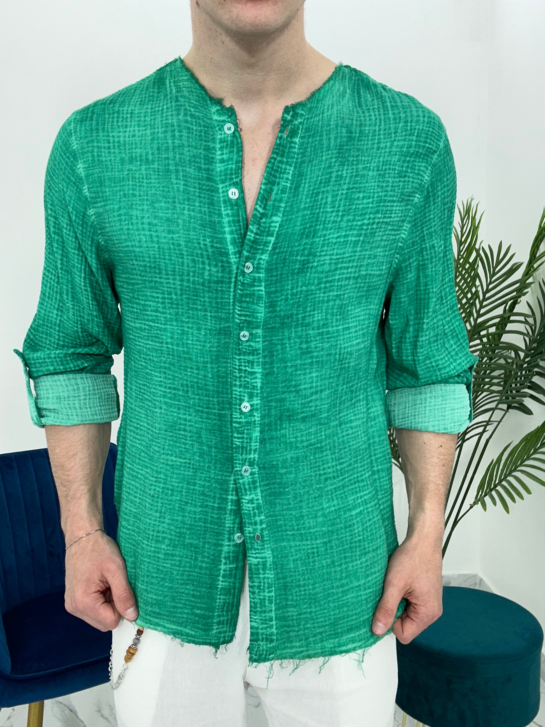 CAMICIA SFRANGIATA col.VERDE