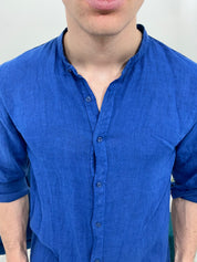 CAMICIA IN LINO COLLO COREANO 0895 col.ROYAL BLU