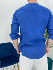 CAMICIA IN LINO COLLO COREANO 0895 col.ROYAL BLU