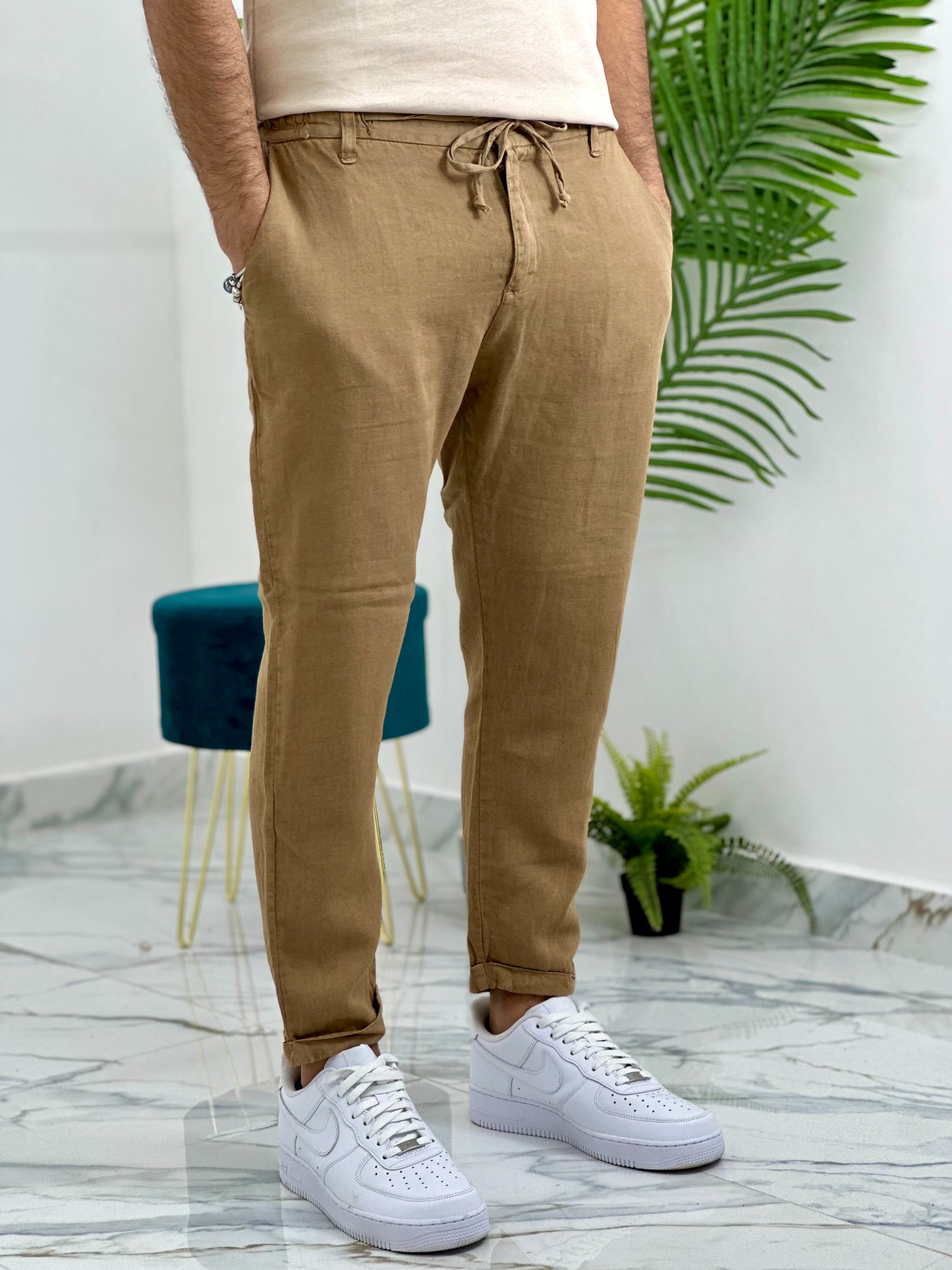 PANTALONI MONACO IN LINO