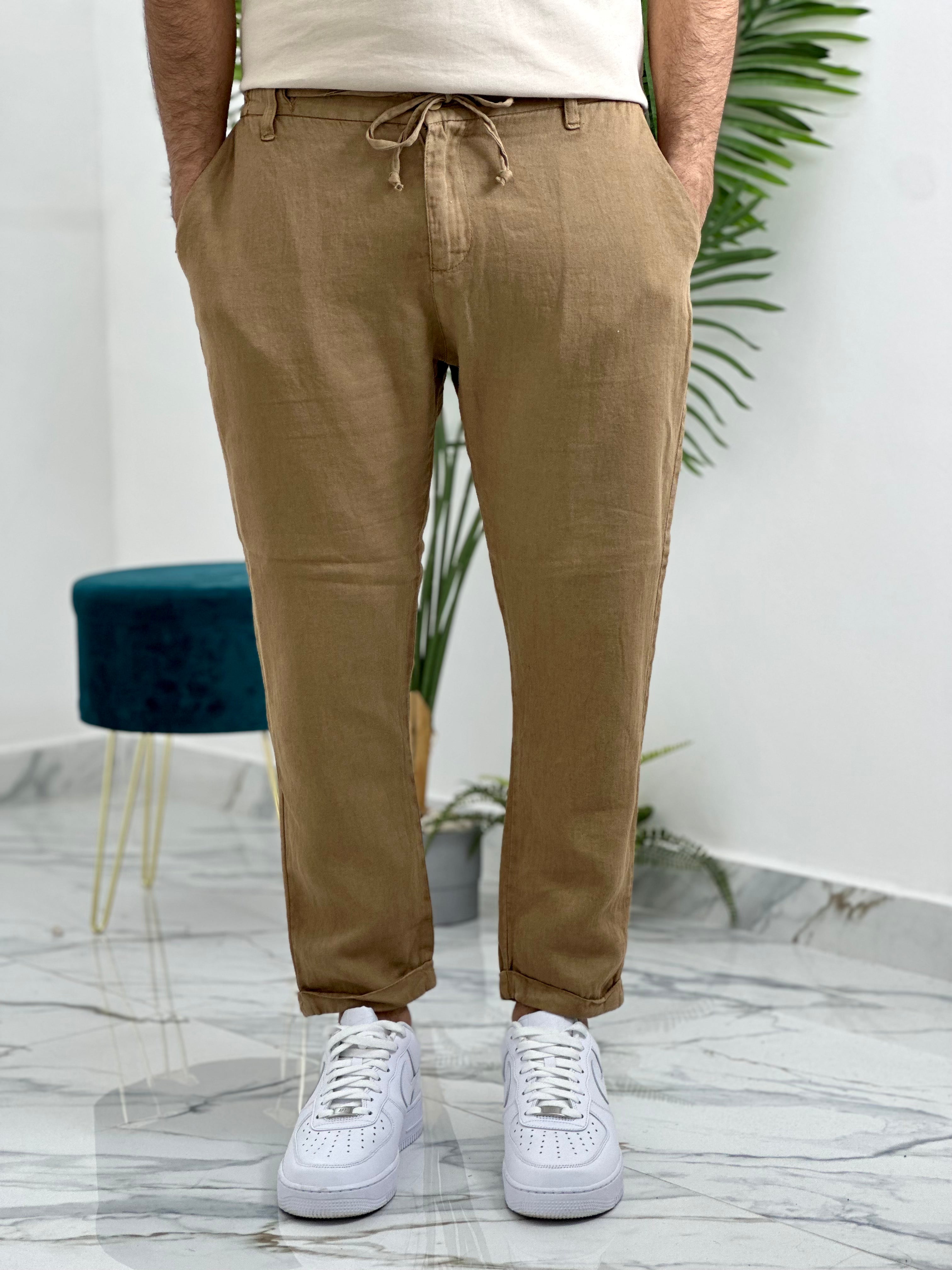 PANTALONI MONACO IN LINO