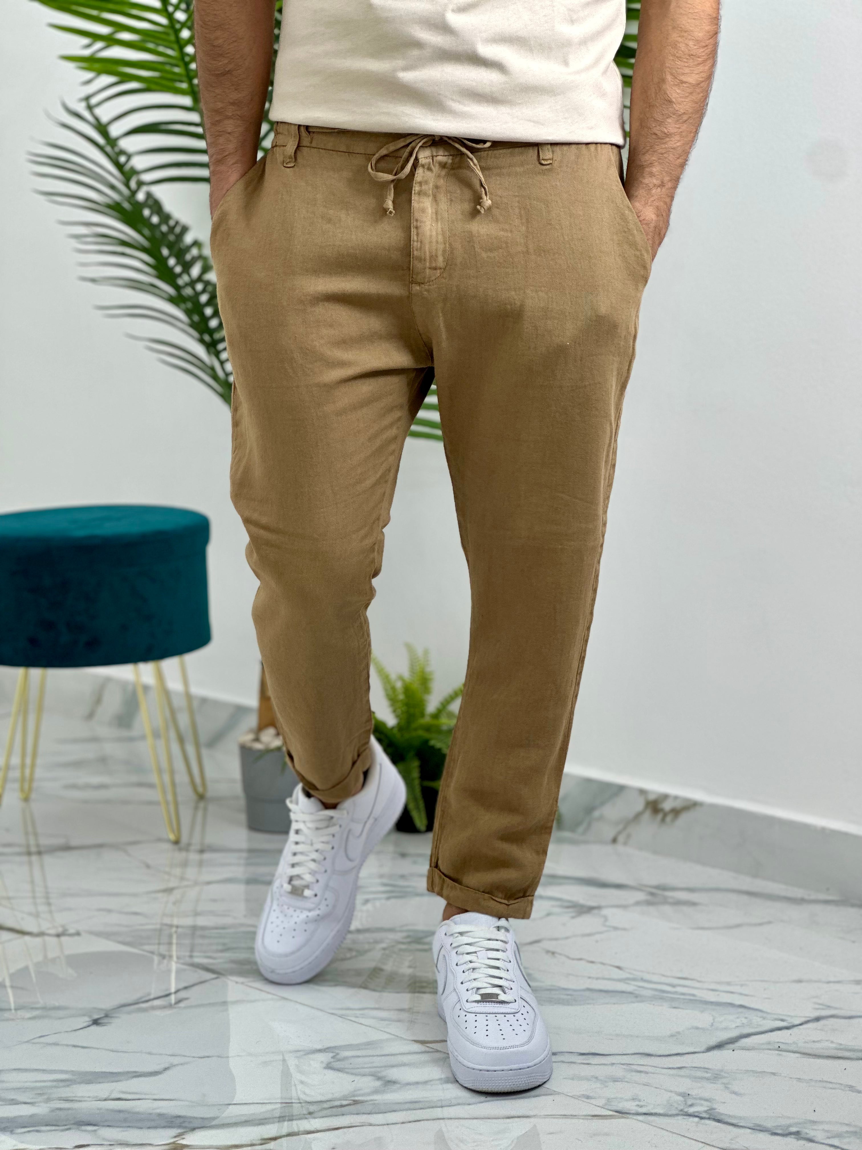 PANTALONI MONACO IN LINO