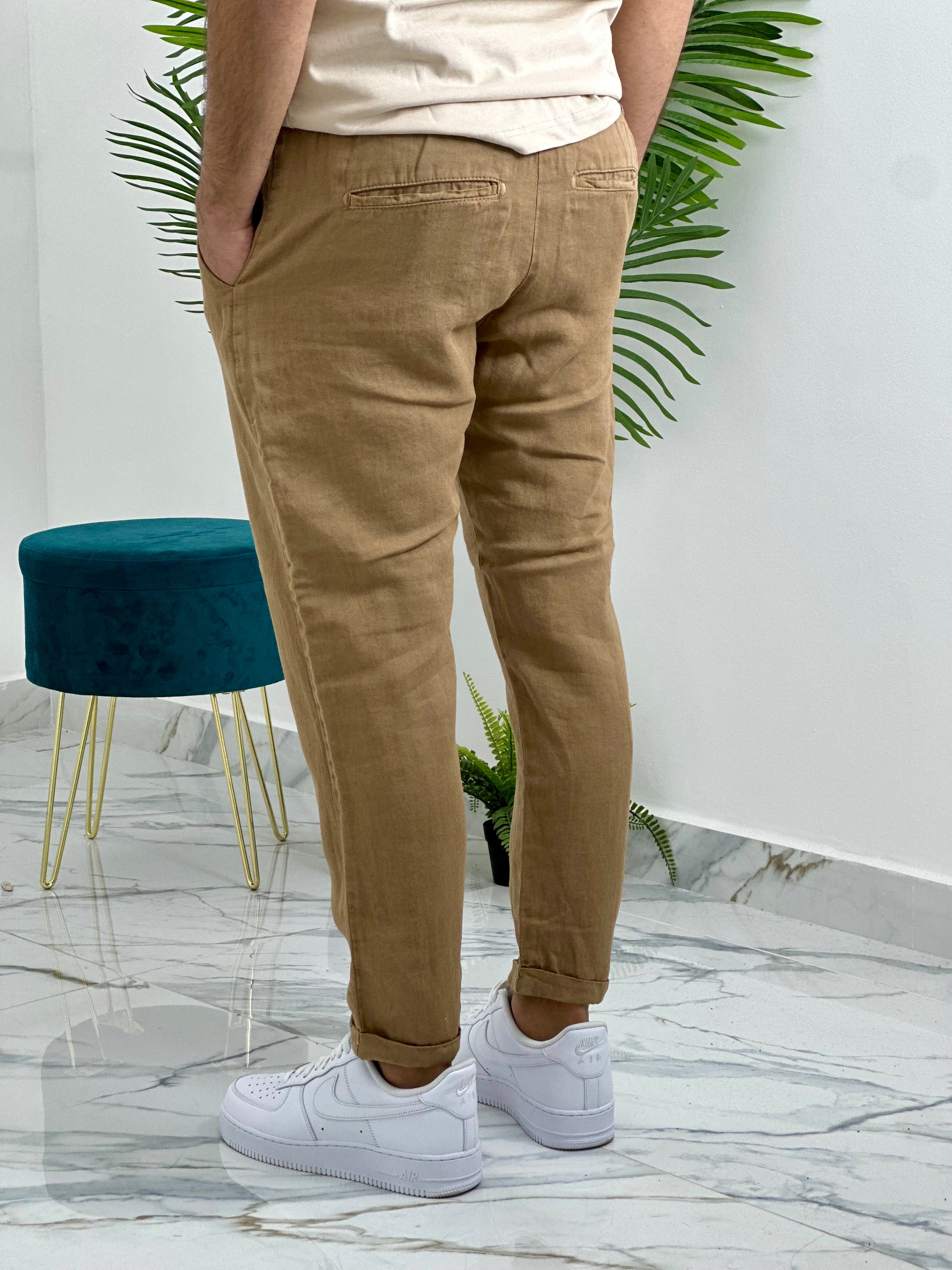 PANTALONI MONACO IN LINO