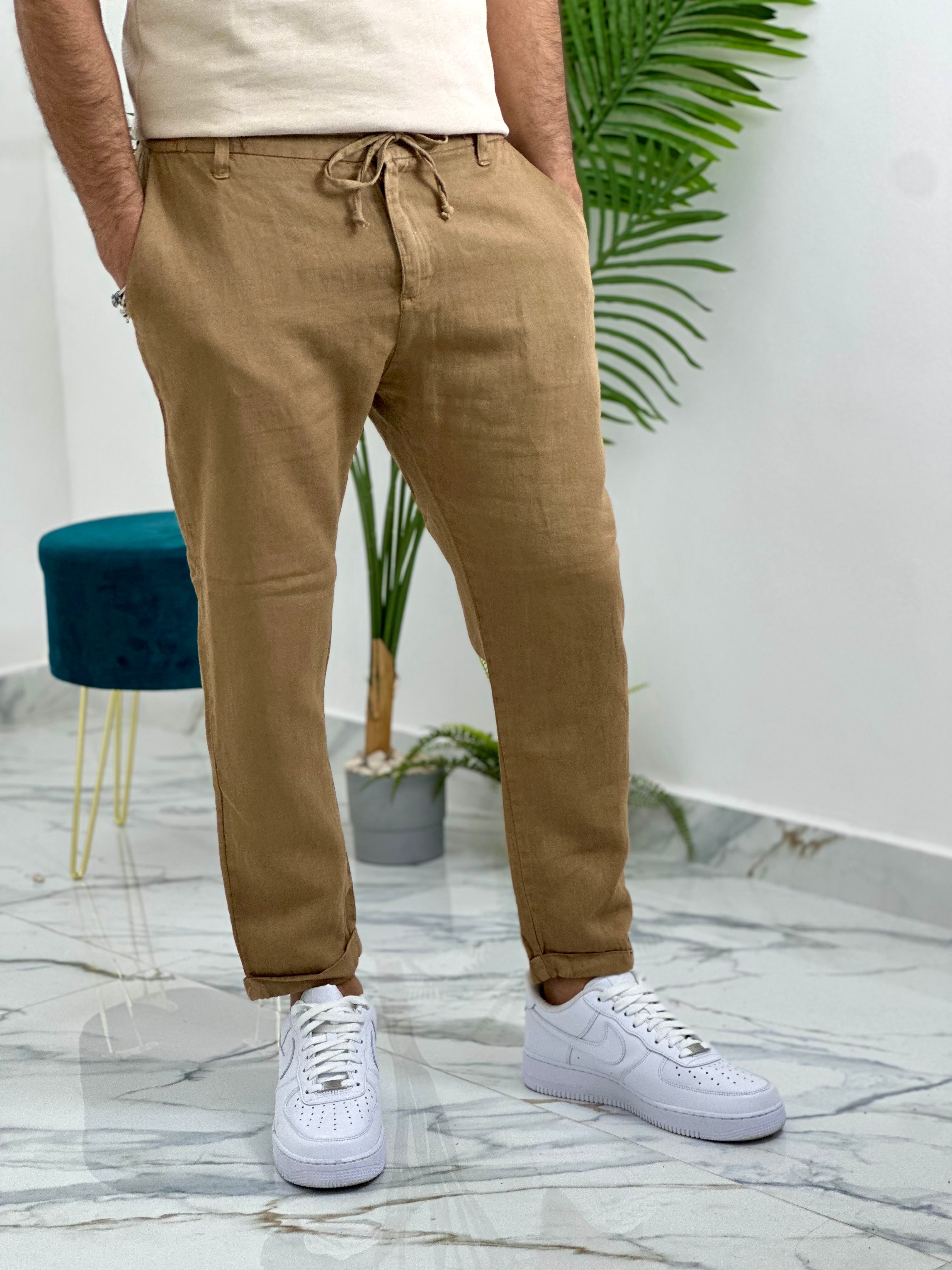 PANTALONI MONACO IN LINO