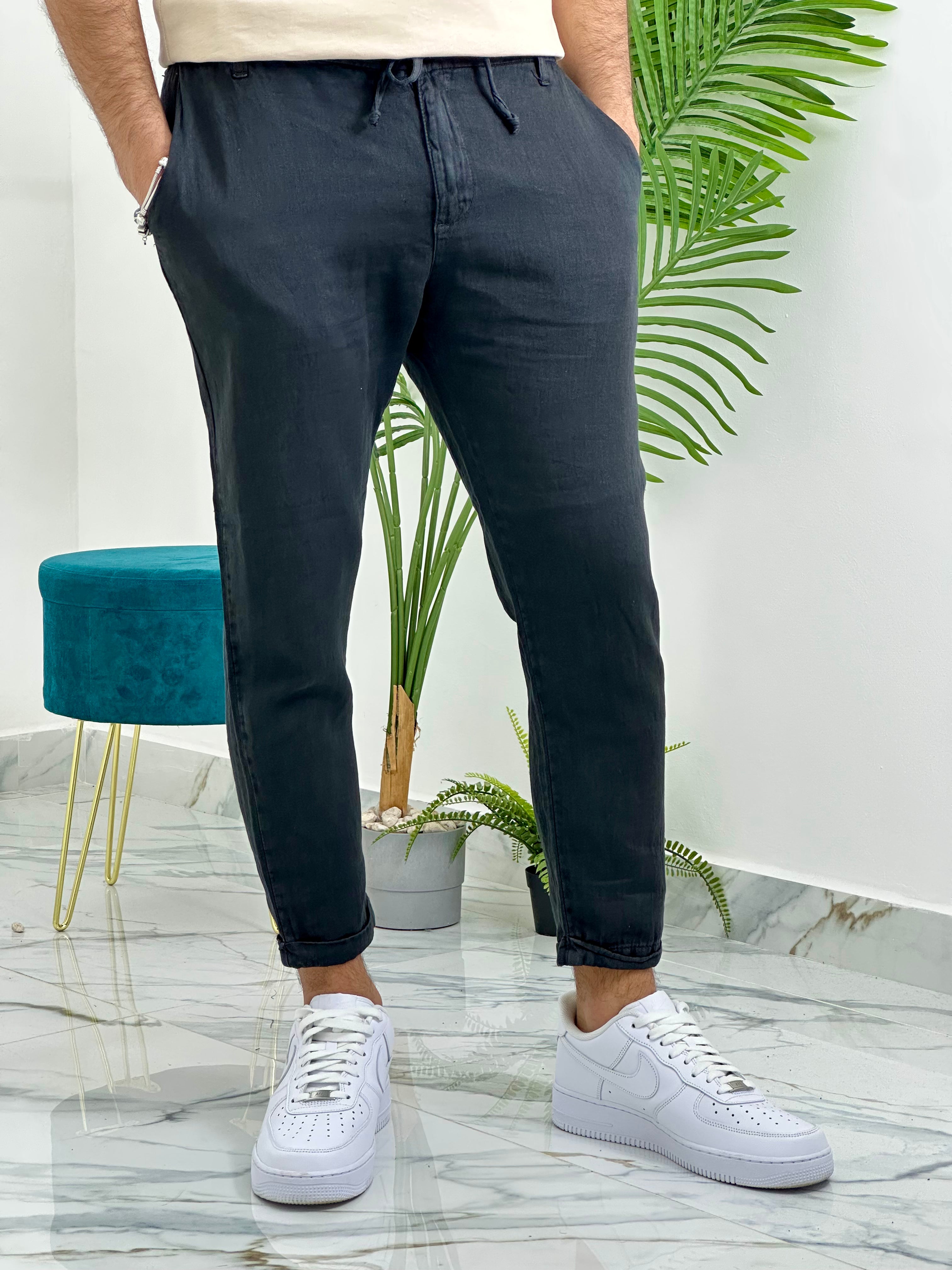 PANTALONI MONACO IN LINO