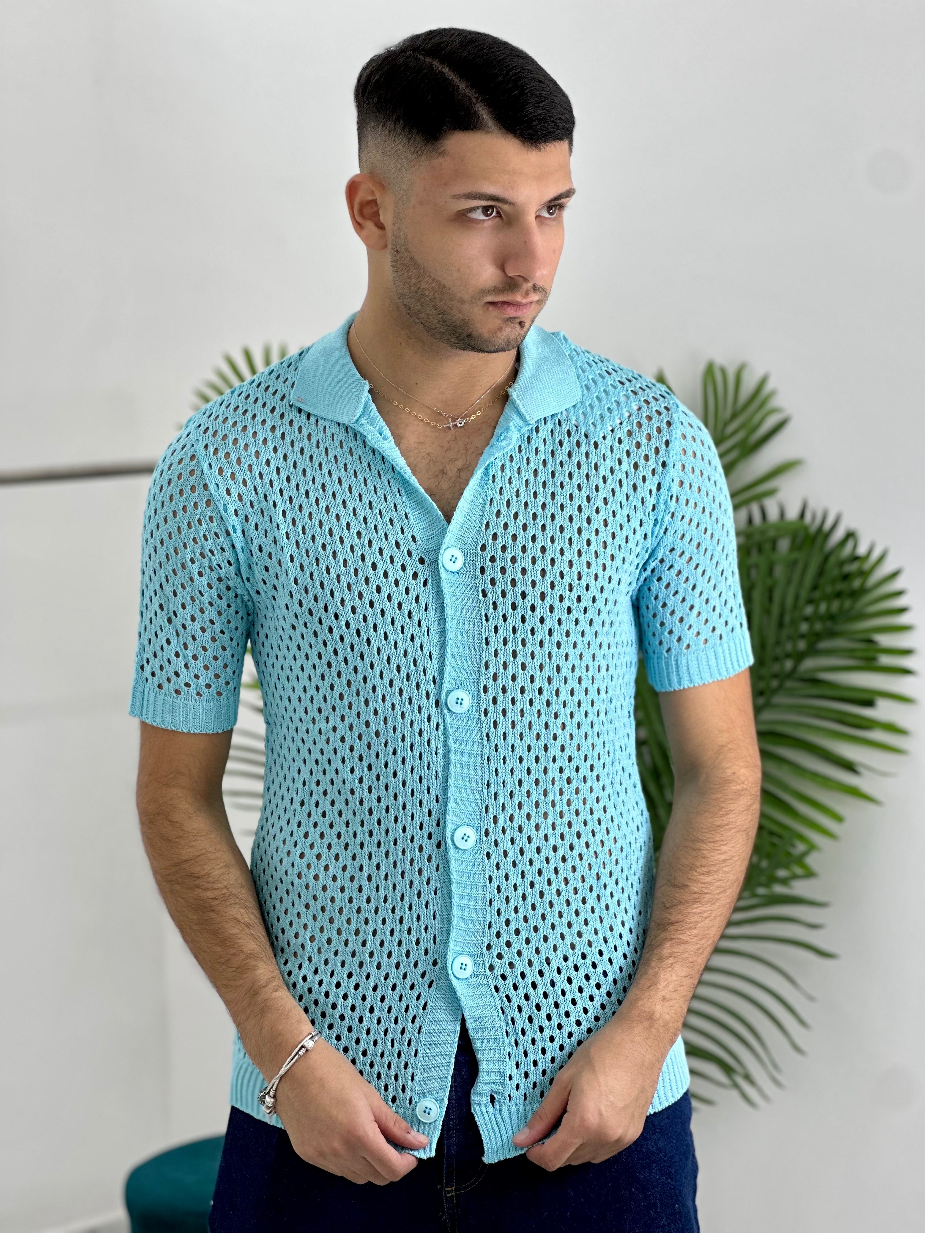 CARDIGAN TRAFORATO CF306 col.TIFFANY