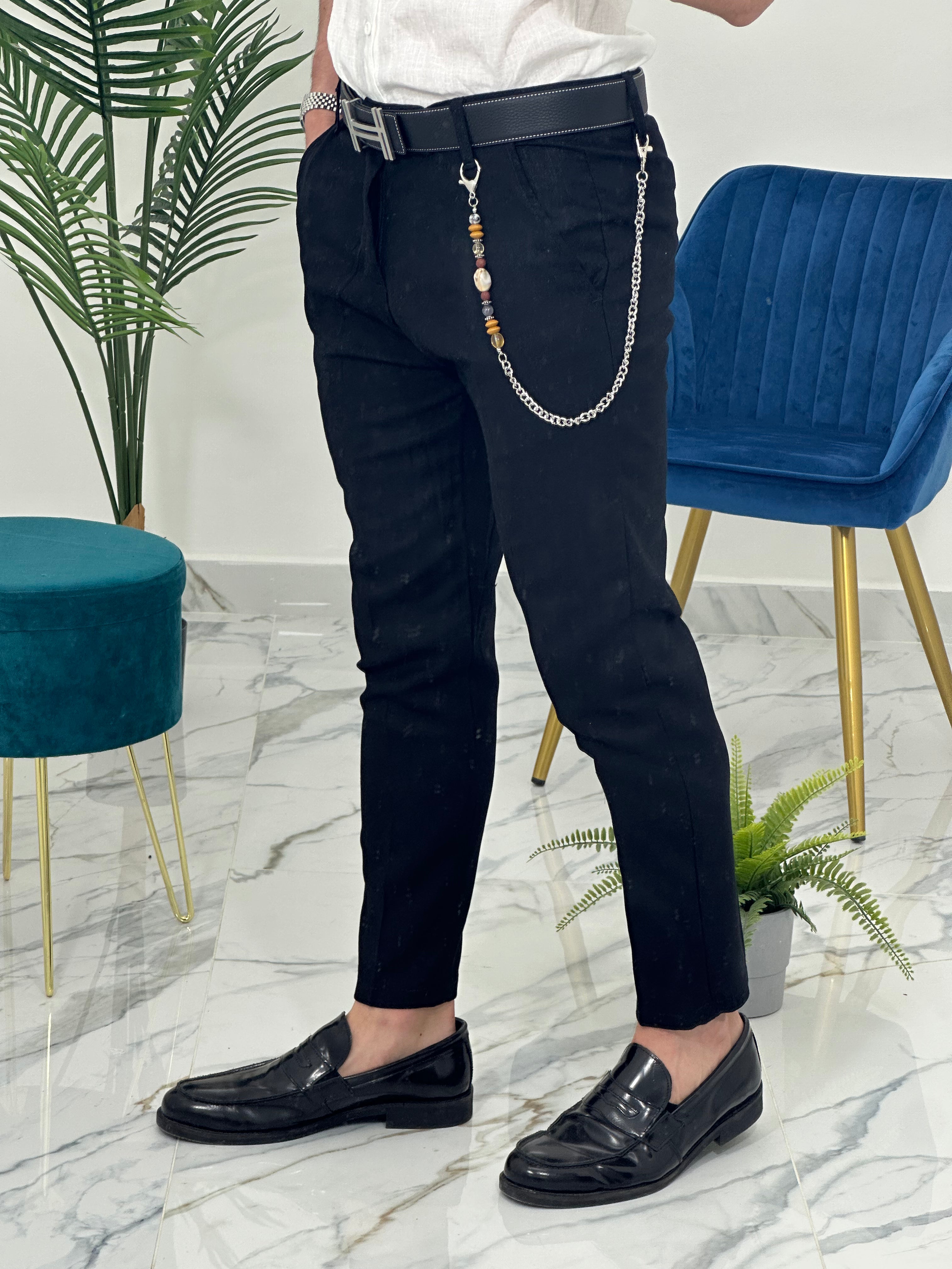 PANTALONE IN LINO col.NERO PU2124