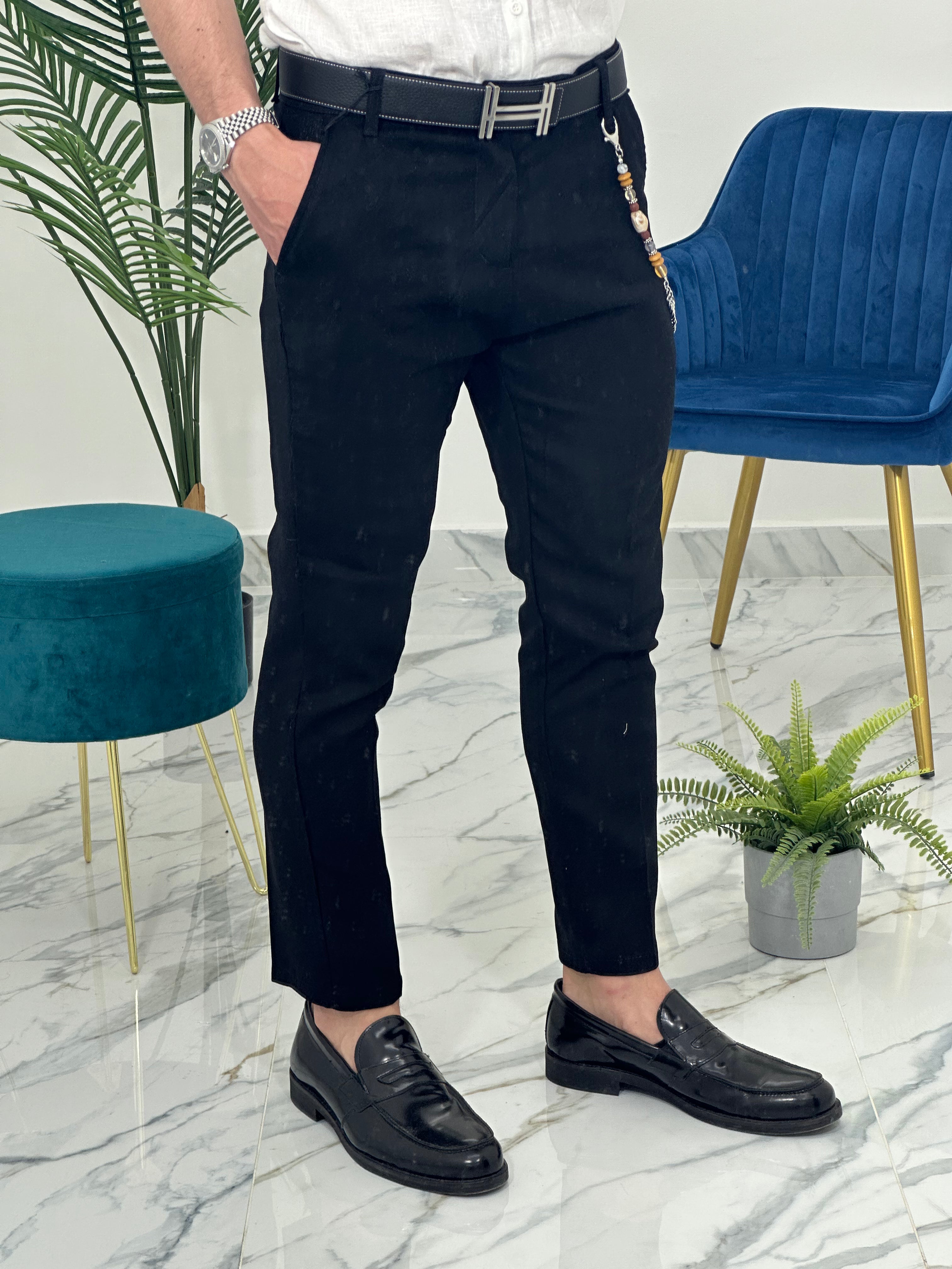 PANTALONE IN LINO col.NERO PU2124