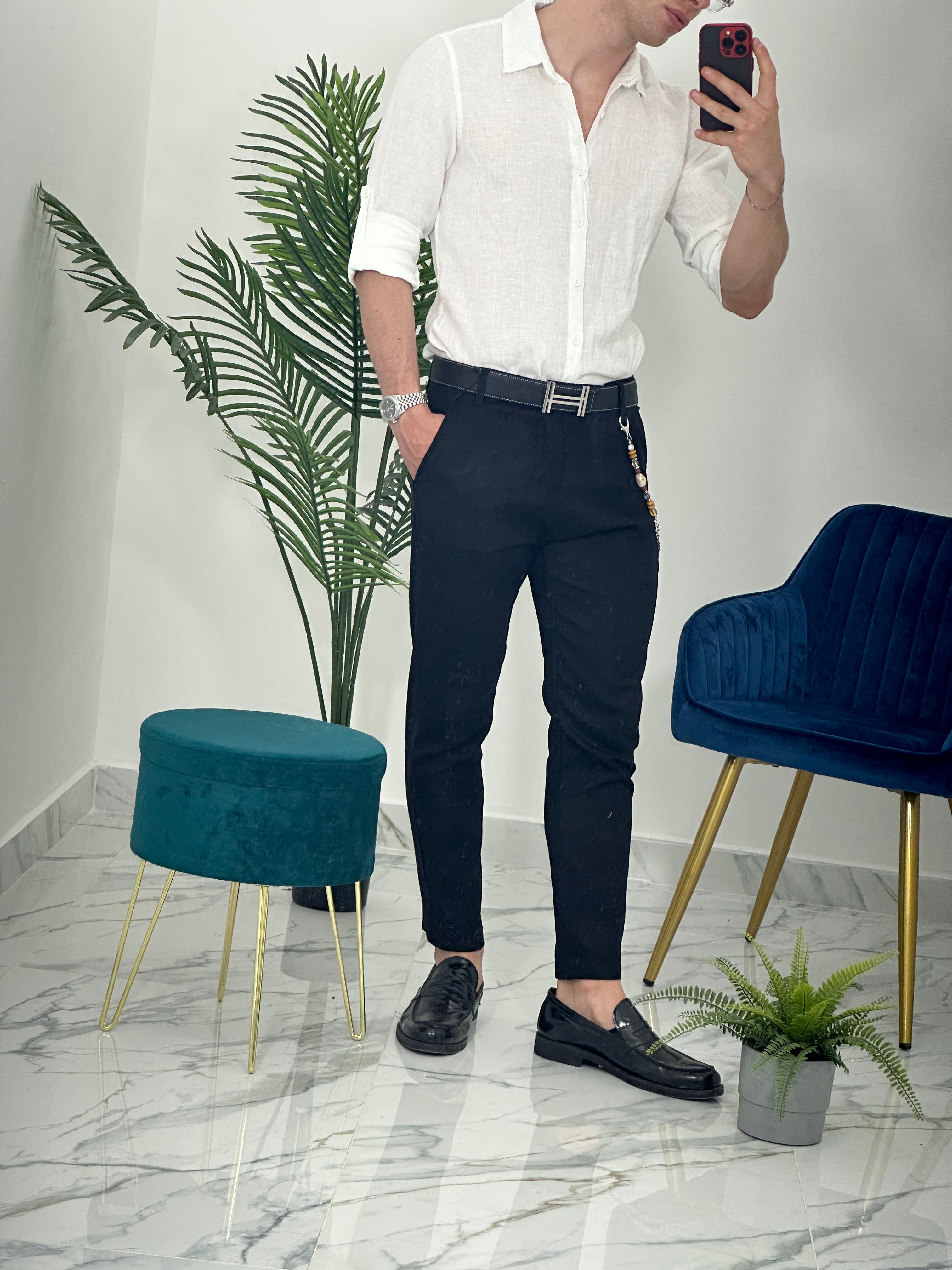 PANTALONE IN LINO col.NERO PU2124