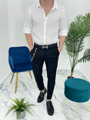 PANTALONE IN LINO col.NERO PU2124