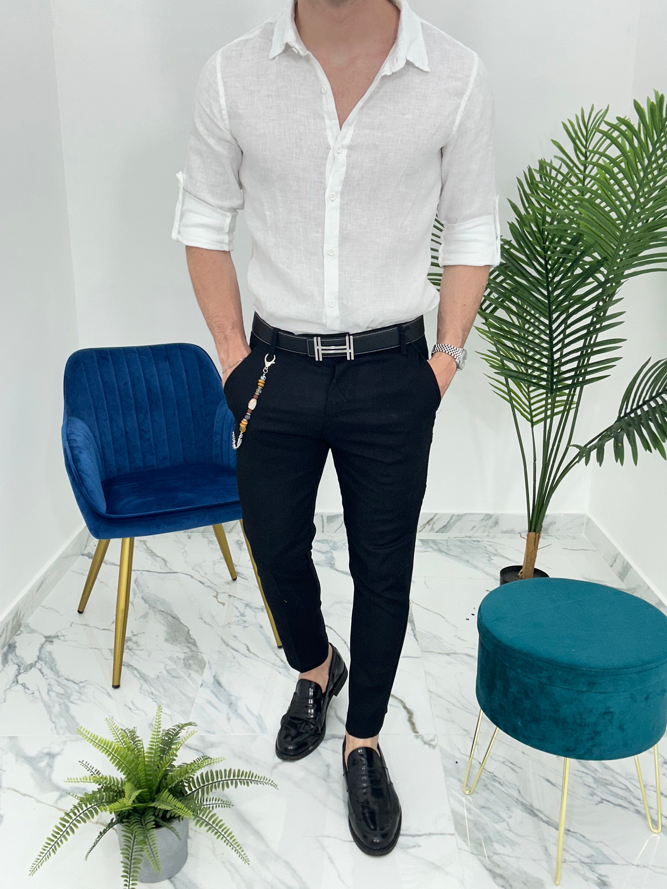 PANTALONE IN LINO col.NERO PU2124