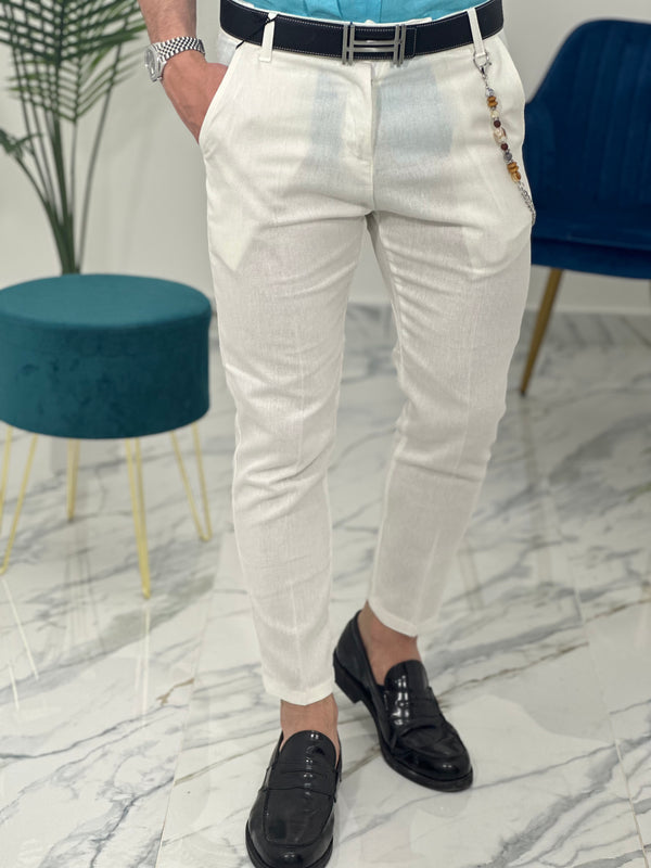 PANTALONE IN LINO col.BIANCO PU2124