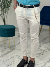 PANTALONE IN LINO col.BIANCO PU2124