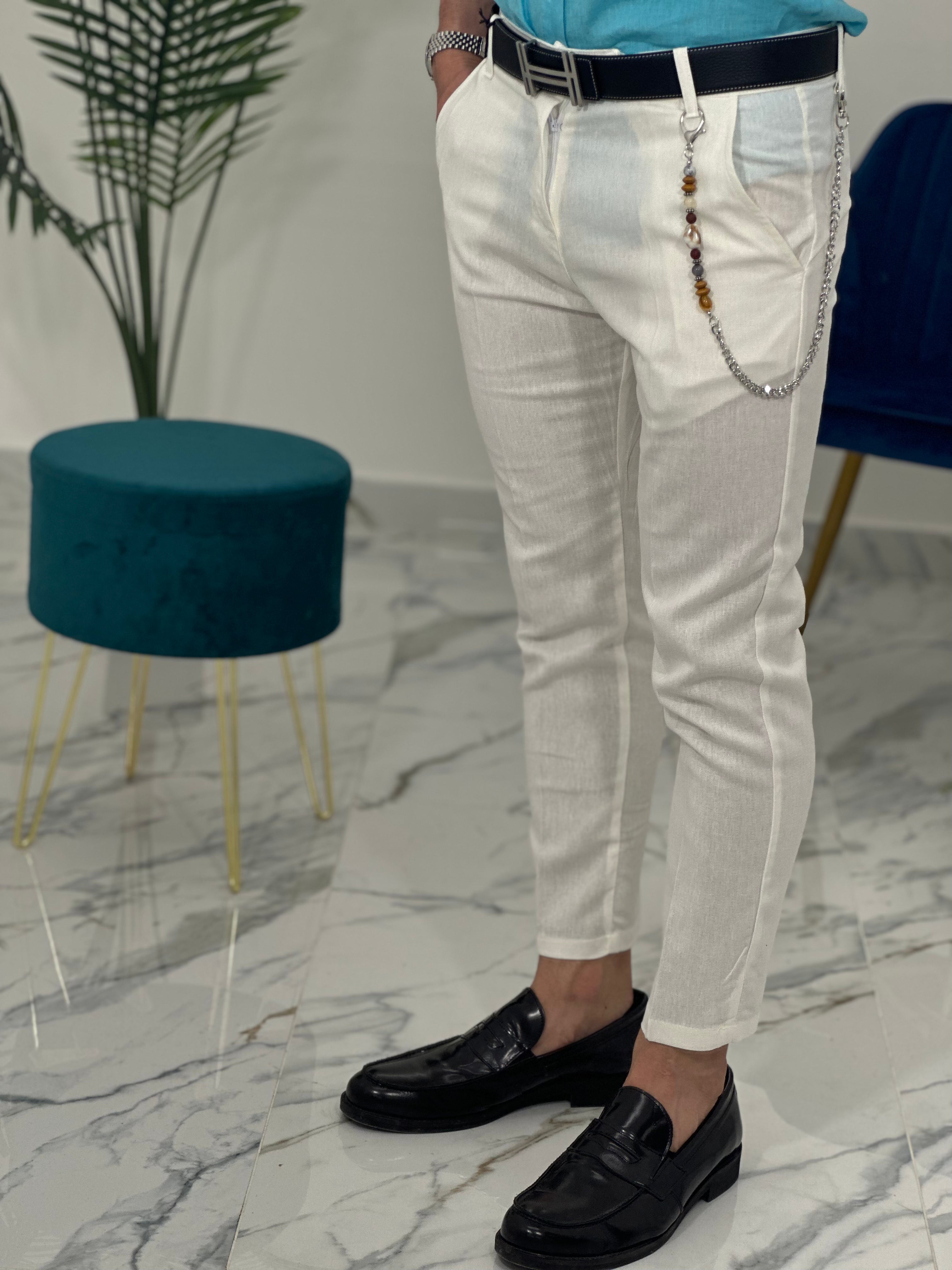 PANTALONE IN LINO col.BIANCO PU2124