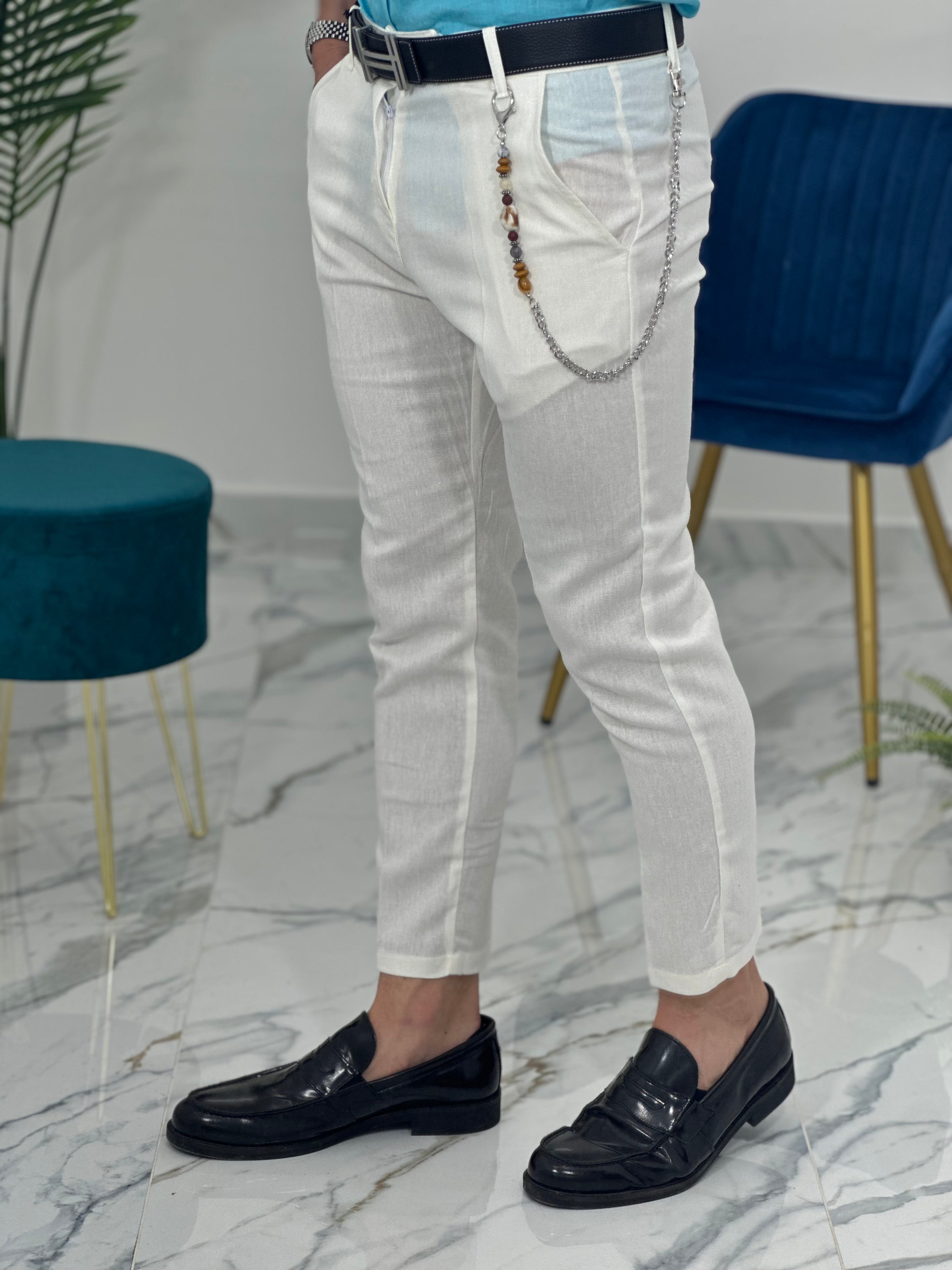 PANTALONE IN LINO col.BIANCO PU2124
