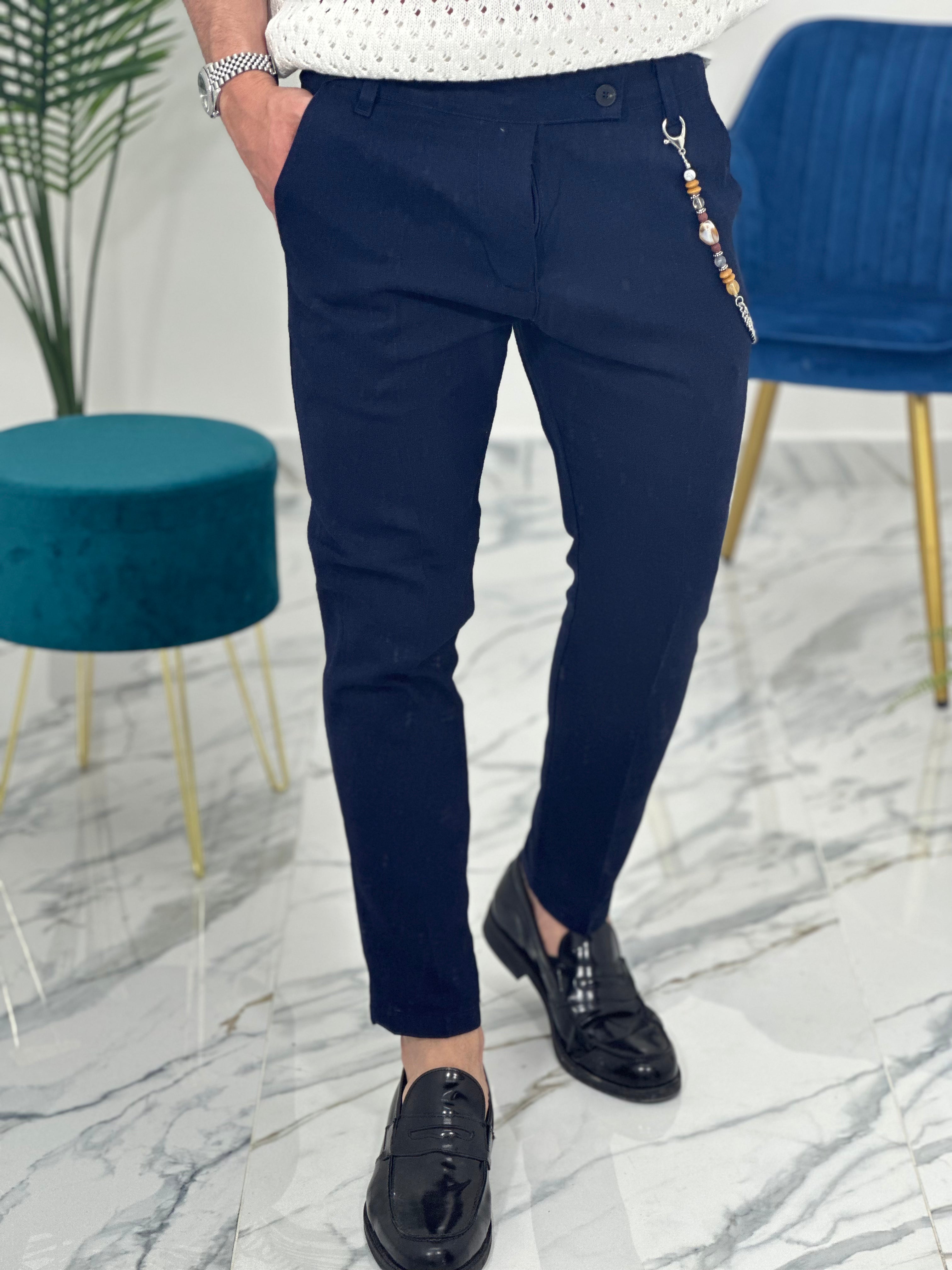 PANTALONE IN LINO col.BLU PU2124