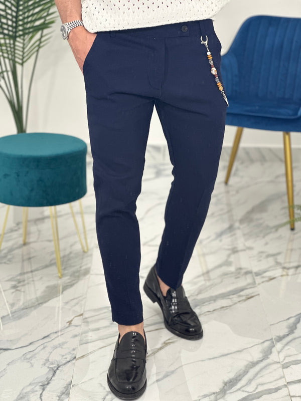 PANTALONE IN LINO col.BLU PU2124