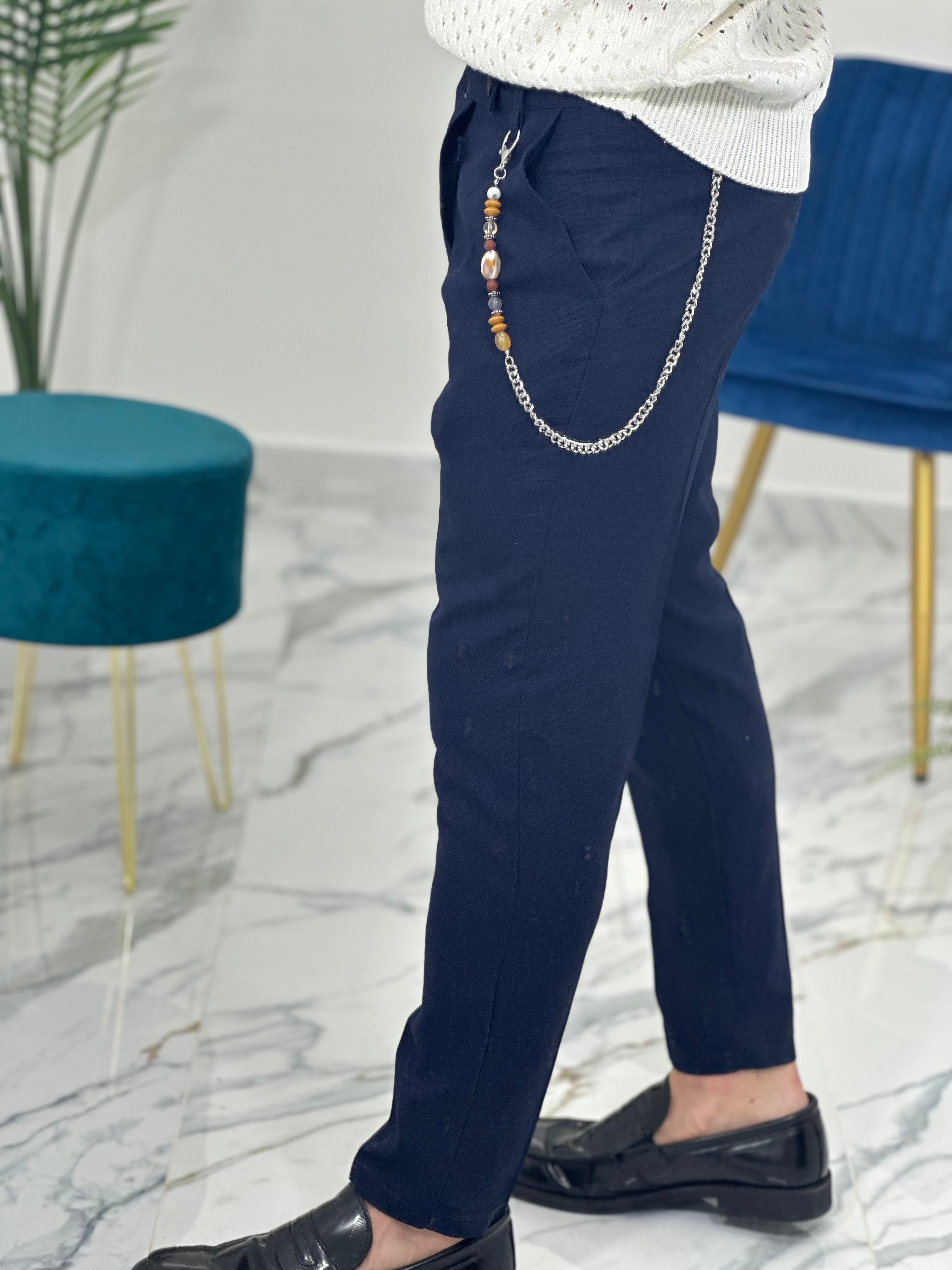 PANTALONE IN LINO col.BLU PU2124