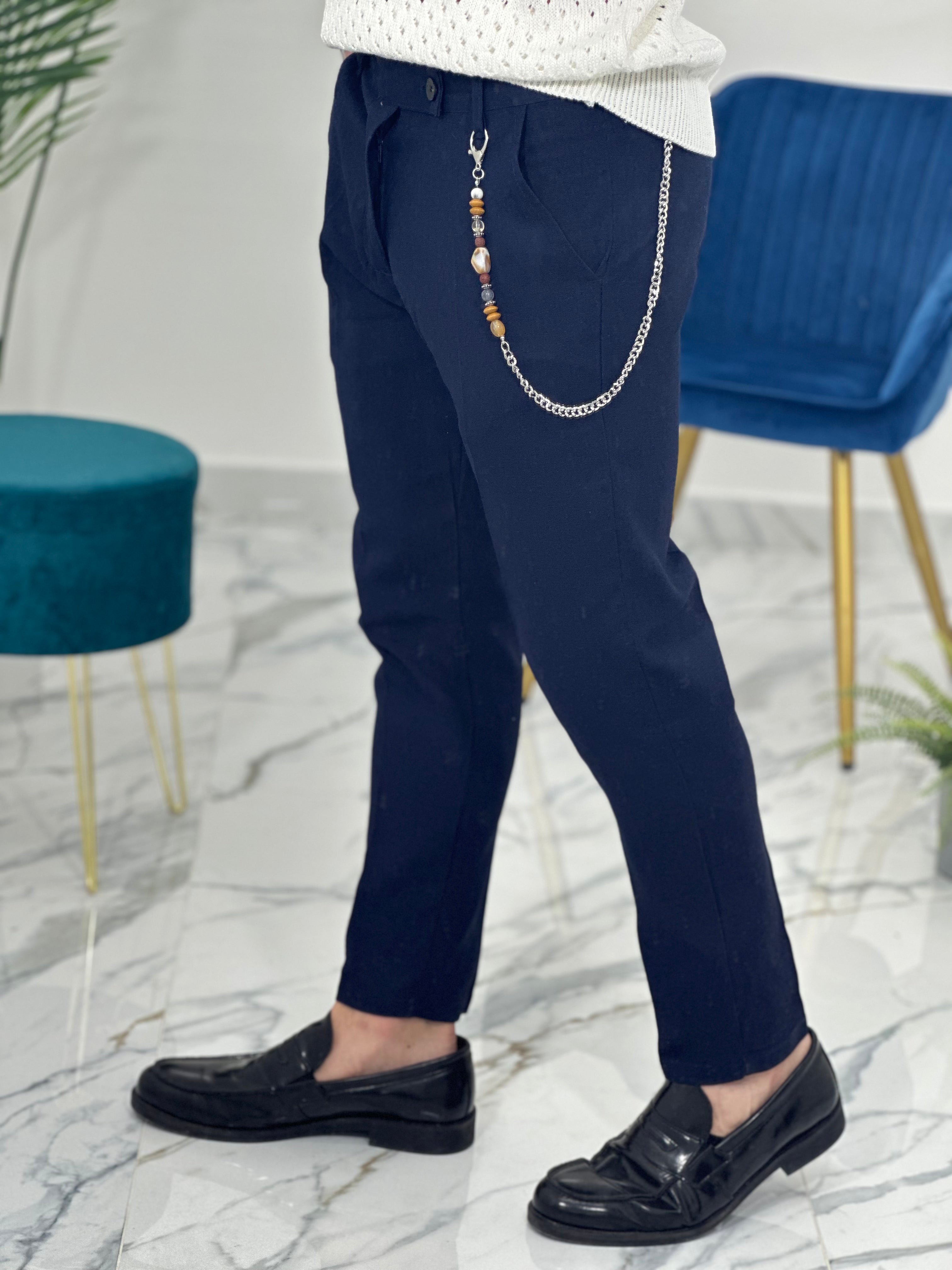 PANTALONE IN LINO col.BLU PU2124
