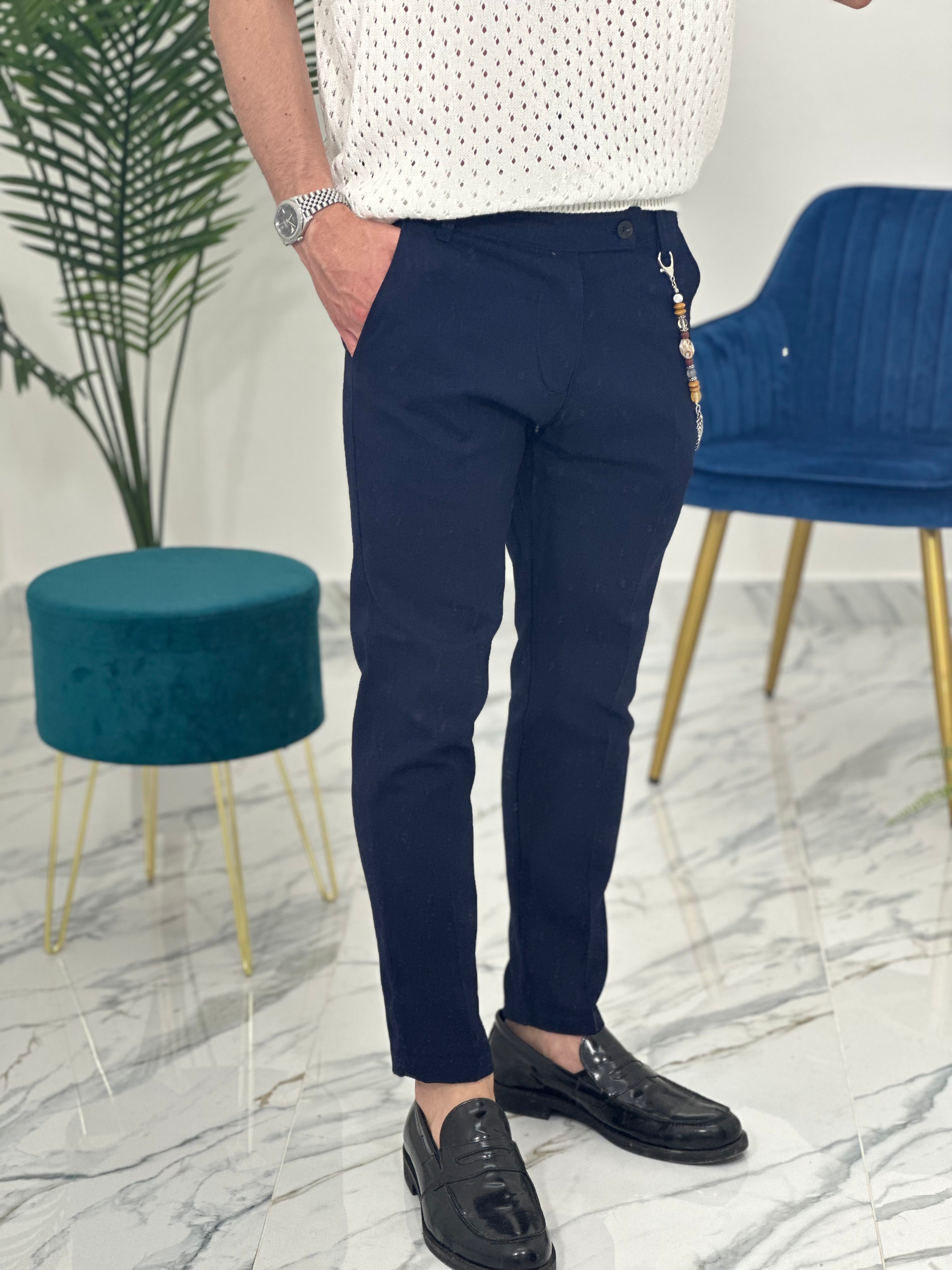 PANTALONE IN LINO col.BLU PU2124