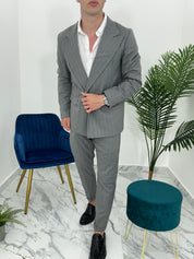 COMPLETO DOPPIOPETTO GESSATO ART2035 col.GRIGIO