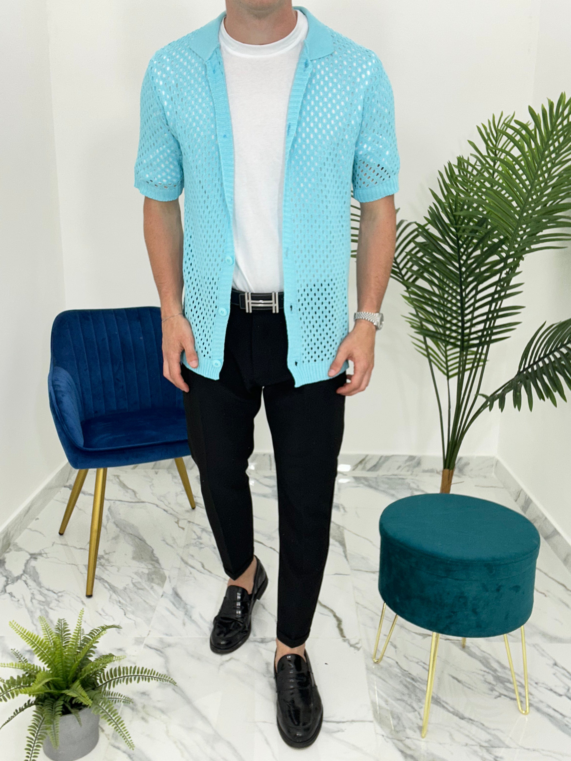 CARDIGAN TRAFORATO CF306 col.TIFFANY