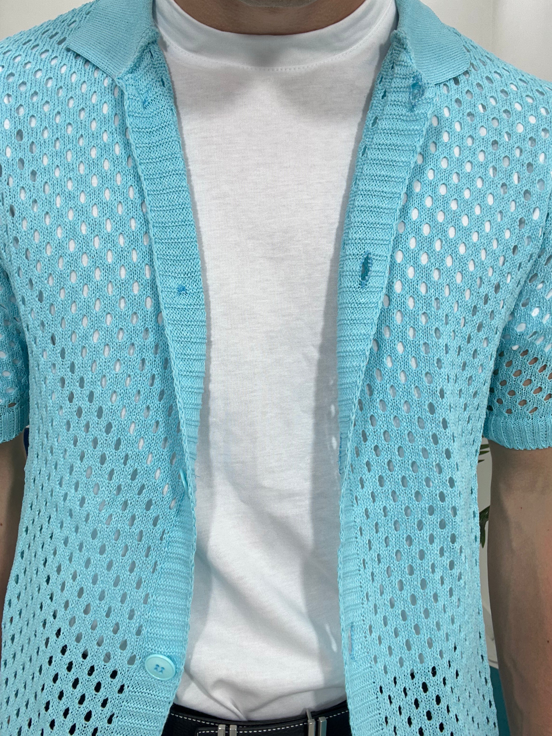 CARDIGAN TRAFORATO CF306 col.TIFFANY