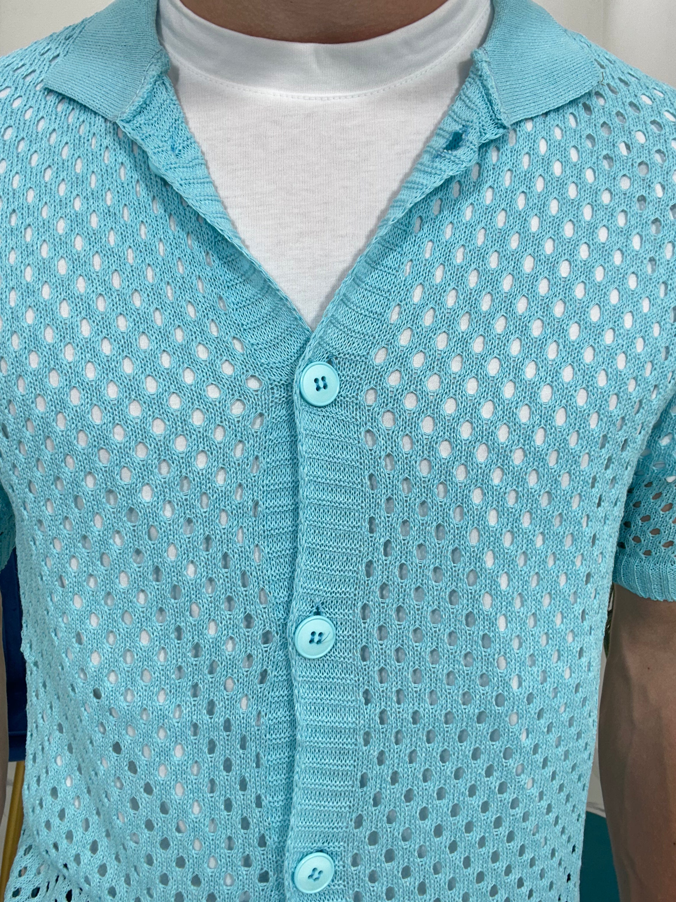 CARDIGAN TRAFORATO CF306 col.TIFFANY