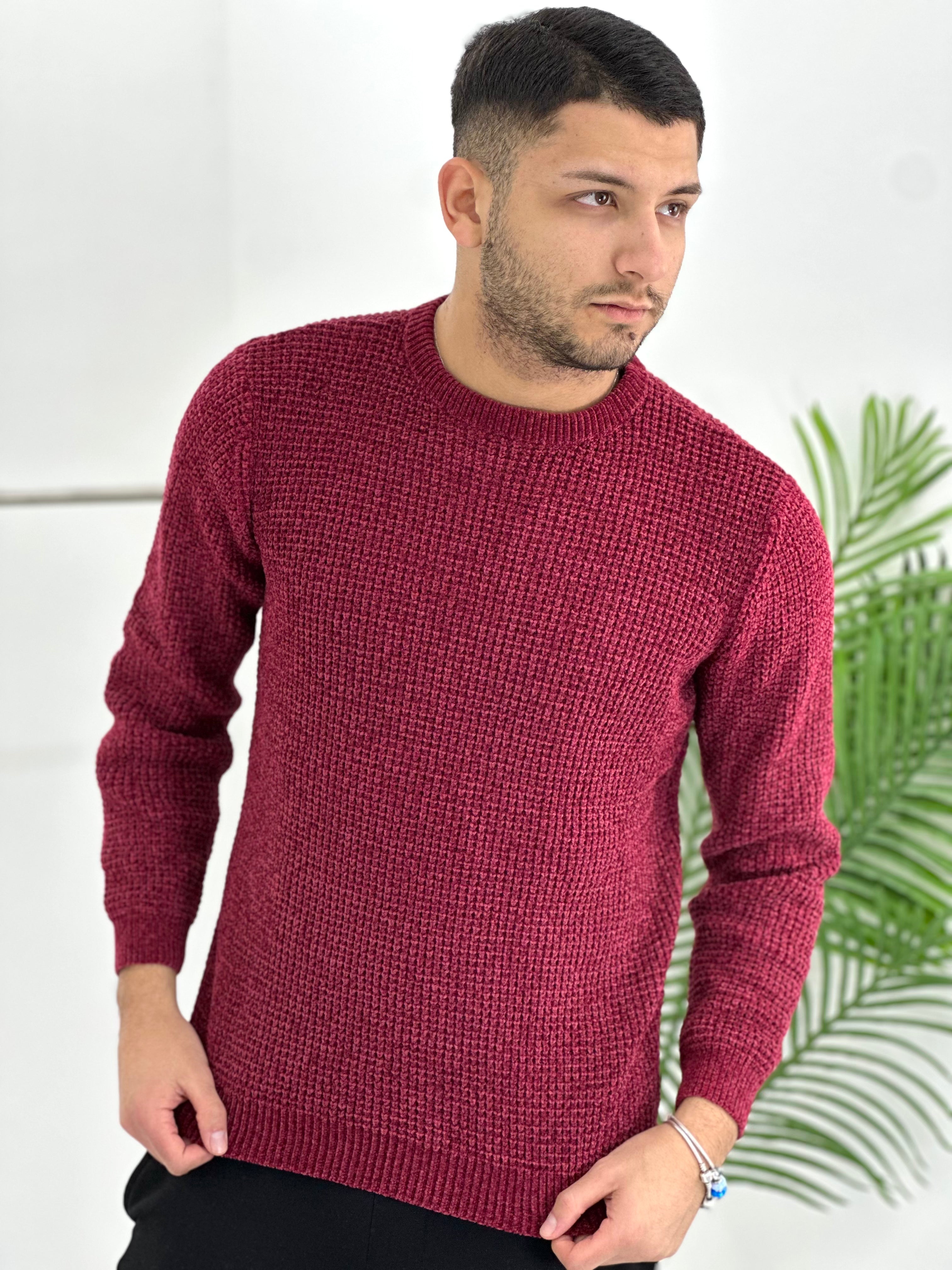 MAGLIONE EFFETTO CINIGLIA COL.BORDEAUX BK8203