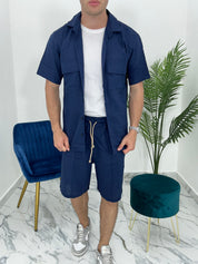 COMPLETO CAPRI IN LINO col. BLU