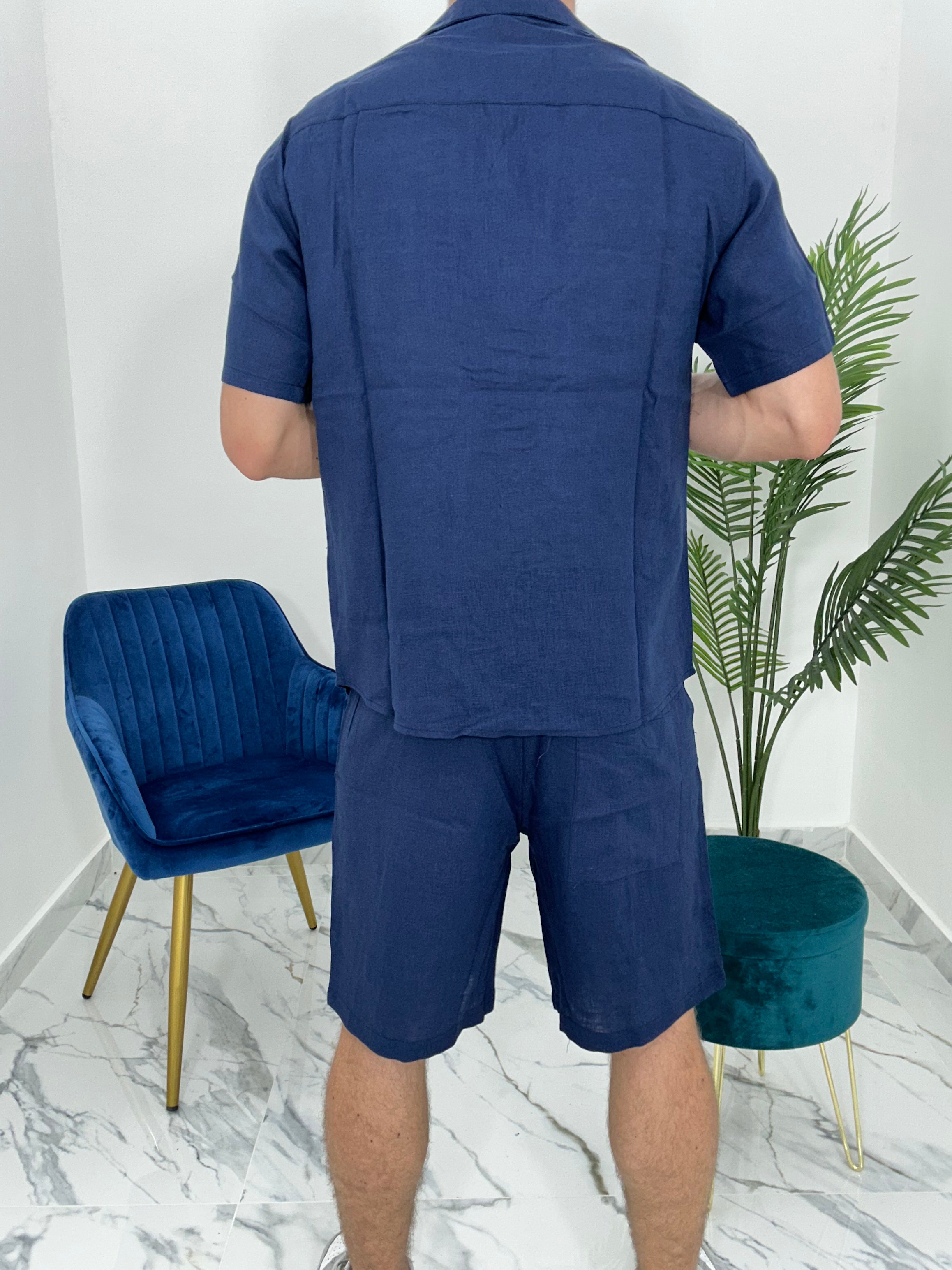 COMPLETO CAPRI IN LINO col. BLU