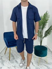 COMPLETO CAPRI IN LINO col. BLU