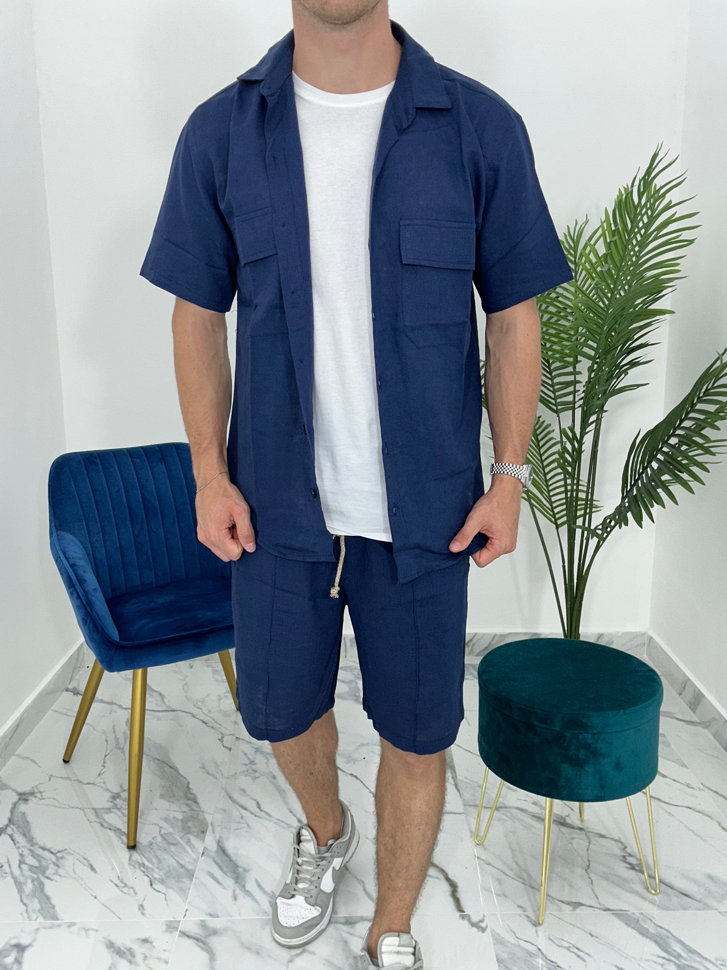 COMPLETO CAPRI IN LINO col. BLU