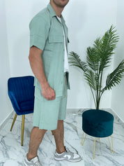 COMPLETO CAPRI IN LINO col. VERDE ACQUA
