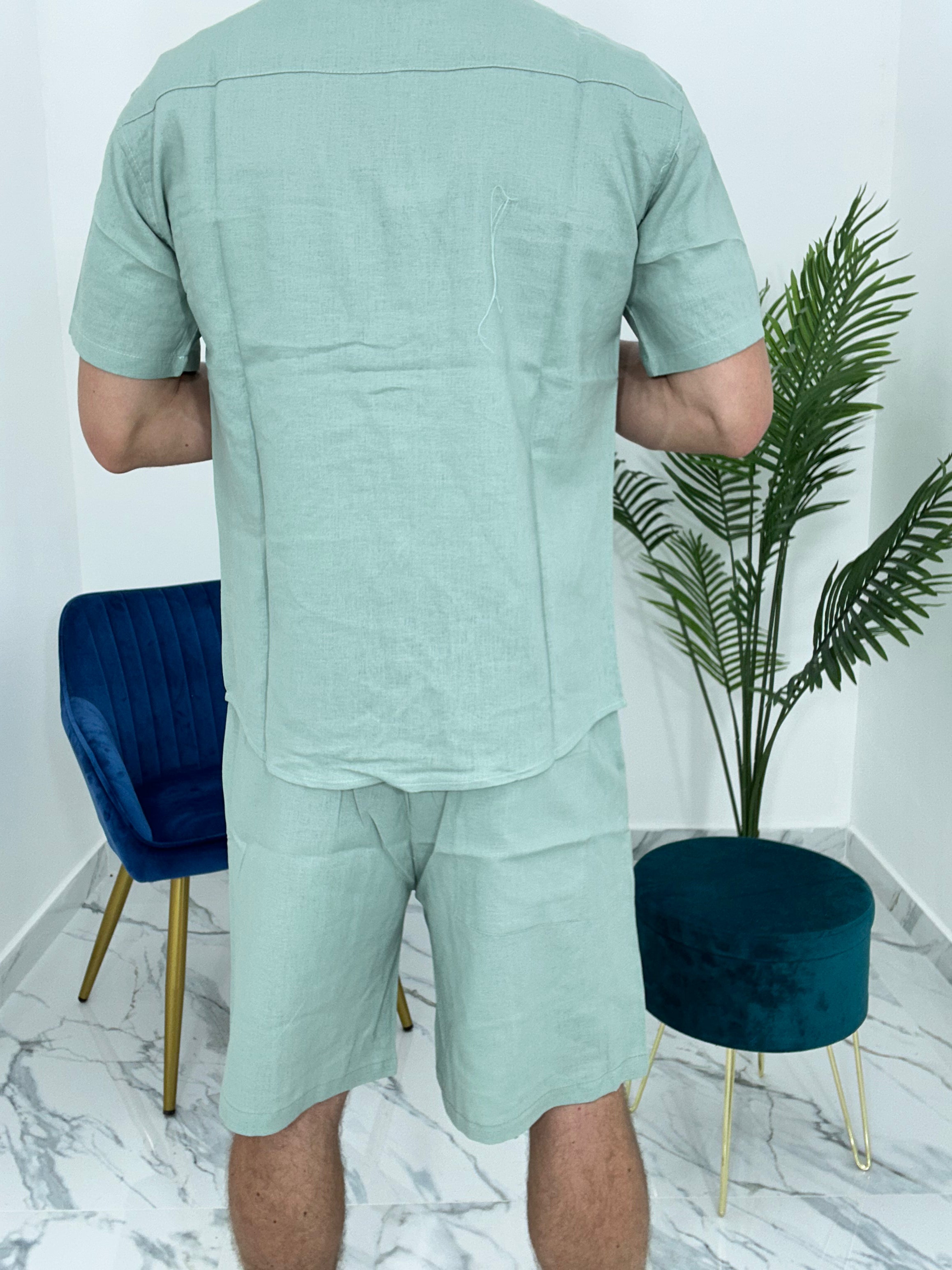 COMPLETO CAPRI IN LINO col. VERDE ACQUA