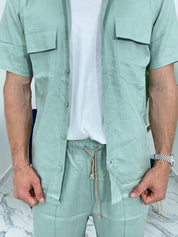 COMPLETO CAPRI IN LINO col. VERDE ACQUA