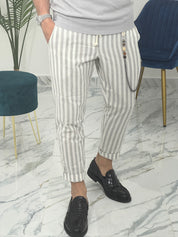 PANTALONE IN LINO A STRISCE RAM50 col.GRIGIO