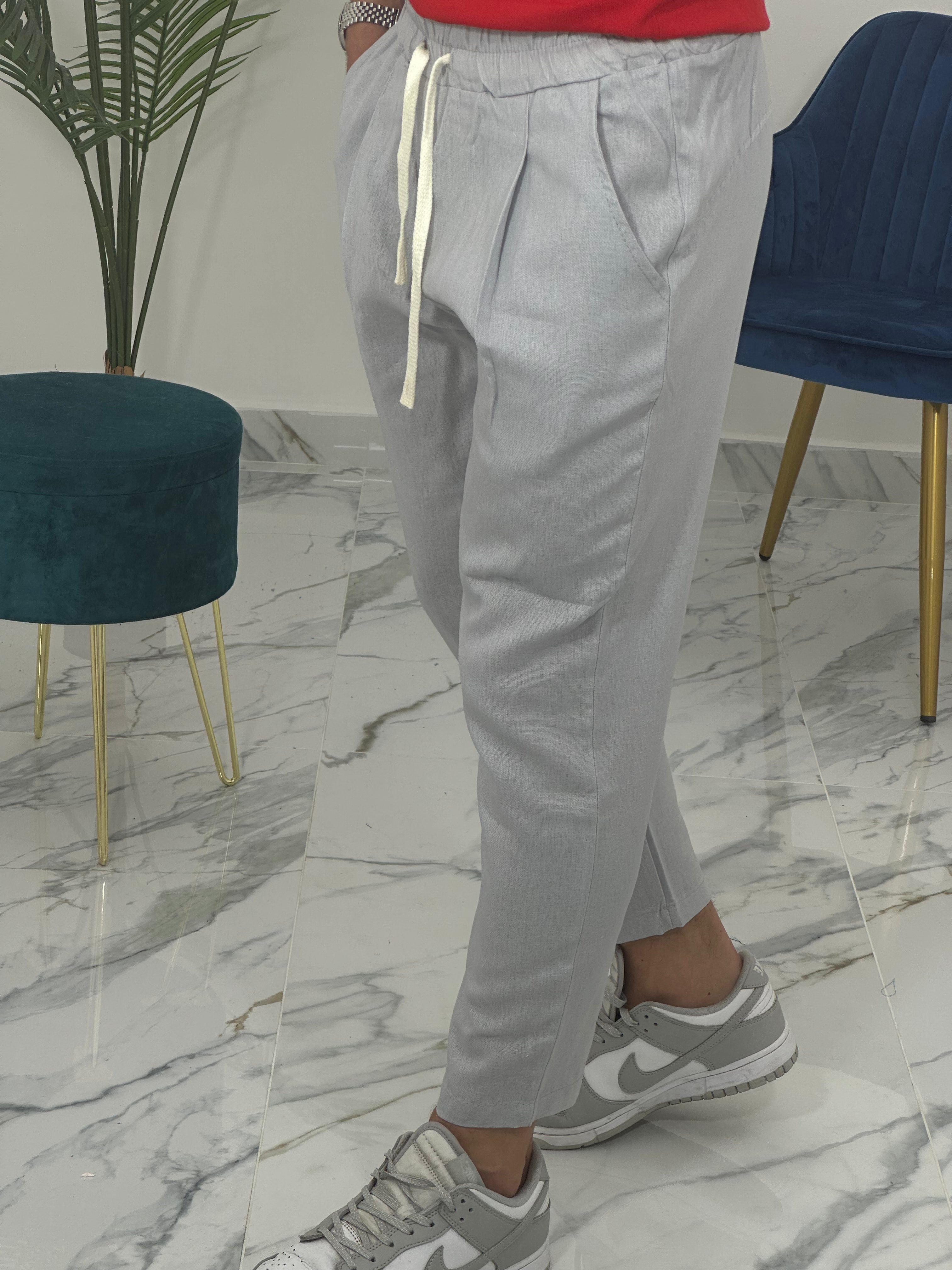 PANTALACCIO IN LINO col.GRIGIO PU2126