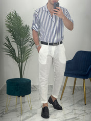 CAMICIA IN LINO A STRISCE col.BLU SKY02