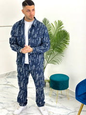 COORDINATO RIPPED CARGO BLU