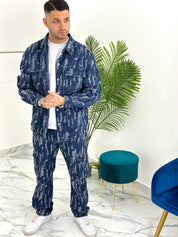 COORDINATO RIPPED CARGO BLU