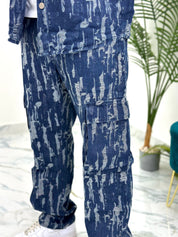 COORDINATO RIPPED CARGO BLU