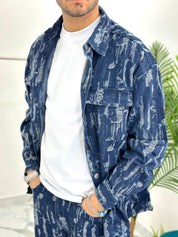 COORDINATO RIPPED CARGO BLU