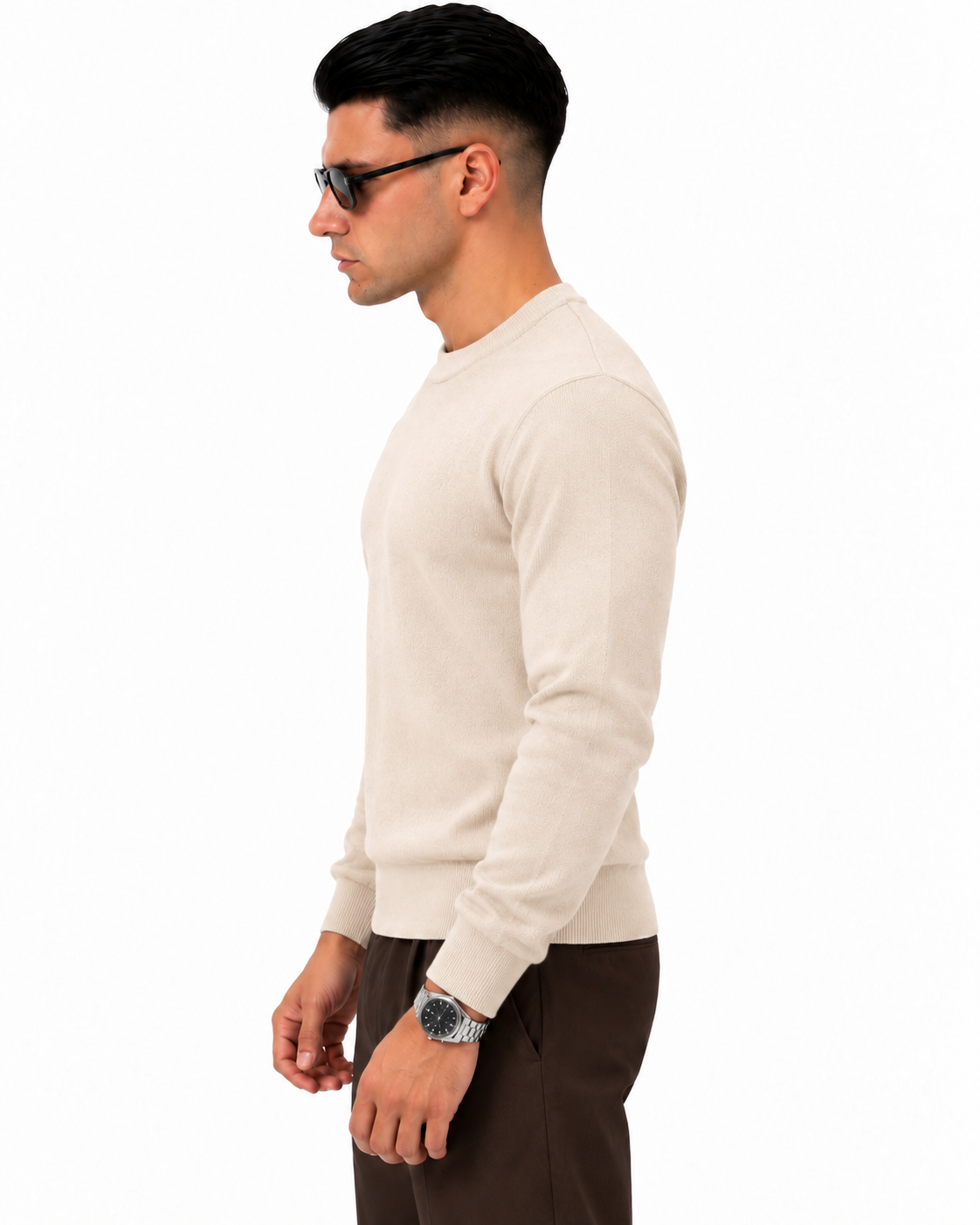 Maglioncino in filo - Beige - LATO - vestibilità slim