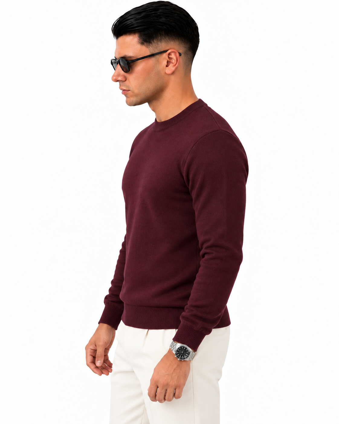 Maglioncino in filo - Bordeaux - LATO - vestibilità slim