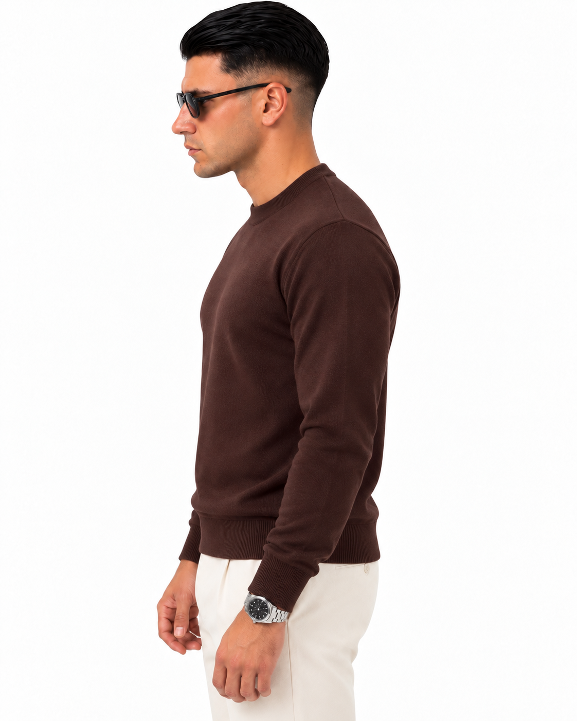 Maglioncino in filo - Marrone - LATO - vestibilità slim