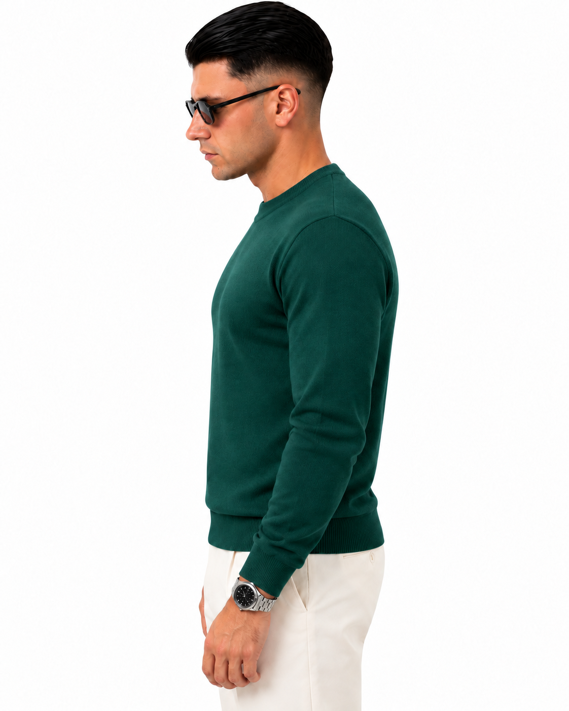 Maglioncino in filo - Verde - LATO - vestibilità slim